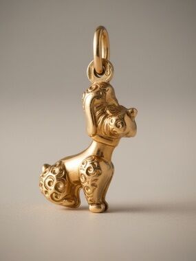 UNOAERRE real 21k gold luxury poodle pet dog charm